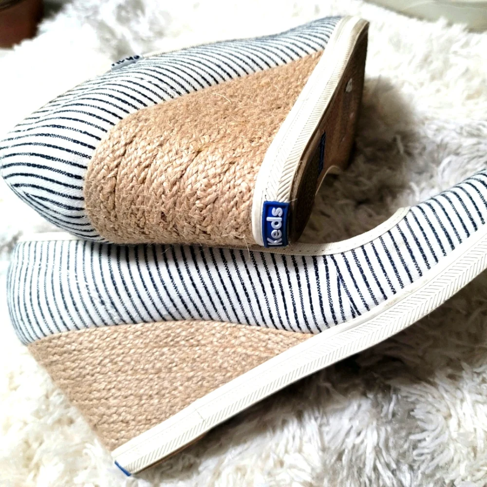 Keds Damsel Striped Wedge Shoes Size 9 - Picture 5 of 9